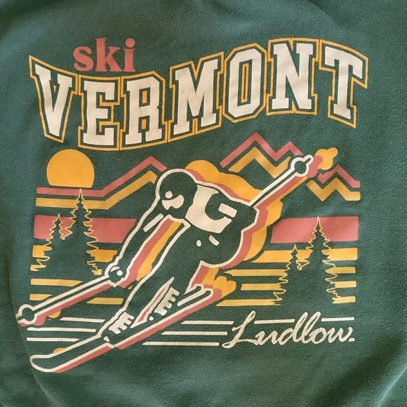 Retro Graphic Ludlow Ski Vermont Crewneck Sweatshirt - Picture 2 of 9
